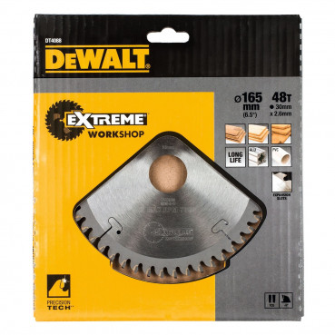 Lame Dewalt pour scie circulaire portative extrême workshop, 165 x 30mm - 48 dents | DT4088-QZ