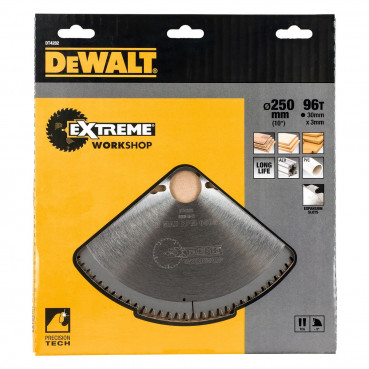 Lame Dewalt pour scie circulaire stationnaire extrême workshop 250 x 30mm - 96 dents | DT4282-QZ