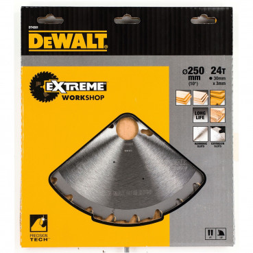 Lame Dewalt pour scie radiale 250 x 30,4mm - 24 dents | DT4301-QZ