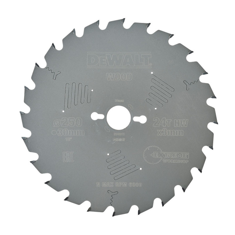 Lame Dewalt pour scie circulaire stationnaire extrême workshop 250 x 30mm - 24 dents | DT4311-QZ