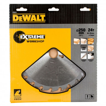 Lame Dewalt pour scie circulaire stationnaire extrême workshop 250 x 30mm - 24 dents | DT4311-QZ