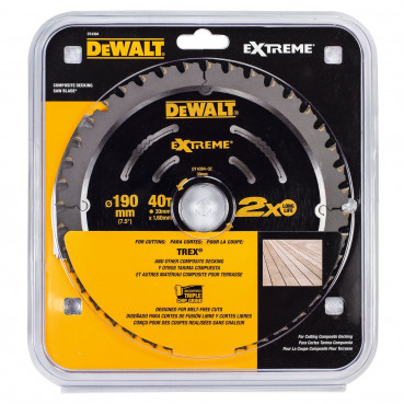 Lame Dewalt pour scie circulaire portative extrême, 190 x 30mm - 40 dents | DT4394-QZ