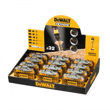 Présentoir de 12 coffrets de 32 pièces avec embouts de vissage Dewalt à chocs impact torsion 25mm | DT70523TM-QZ