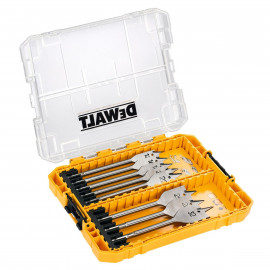 Coffret Dewalt Toughcase avec 8 mèches plates pour le perçage dans le bois diamètre 12, 16, 18, 20, 22, 25, 28 et 32mm forets pour visseuse | DT70750-QZ