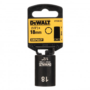 Douilles Impact à chocs diamètre 18mm 1/2" Dewalt | DT7536-QZ