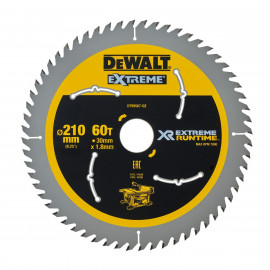 Lame Dewalt pour scie circulaire stationnaire - XR - sans fil - runtime - 210 x 30mm - 60 dents | DT99567-QZ