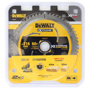 Lame Dewalt pour scie circulaire stationnaire - XR - sans fil - runtime - 216 x 30mm - 60 dents | DT99570-QZ