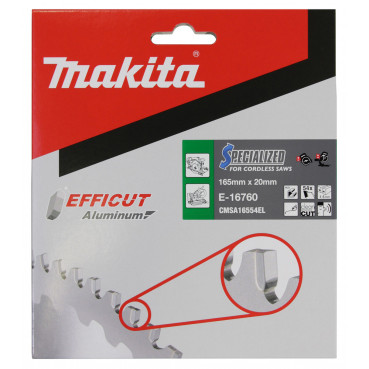 Lame carbure ALU EFFICUT 165X20mm 64D - diamètre 165mm - alésage 20mm - 54 dents Makita | E-16760