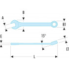 Image du produit : Clé plate mixte 22mm Facom extra longue portée - clé mixte de serrage Facom pour écrou et boulon- longueur 368mm | 40.22LA