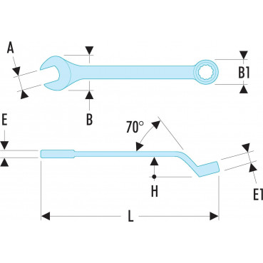 Clé plate mixte 19mm Facom contrecoudée - longueur 248mm | 41.19