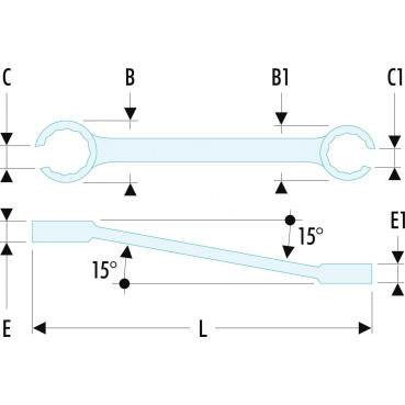 Clé à tuyauter (Facom) inclinées à 15° - 24X27 - longueur 260mm | 42.24X27
