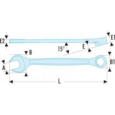 Clé plate mixte 15mm Facom - outil version SLS - longueur 185mm | 440.15SLS