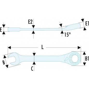 Clé plate mixte 19mm Facom à cliquet - outil version SLS - longueur 247mm | 467.19SLS