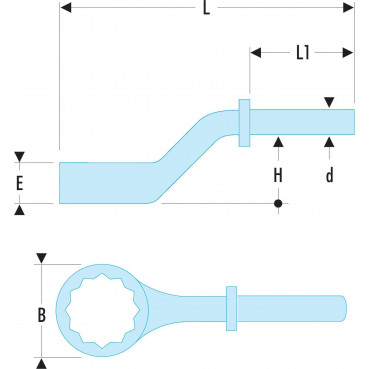 Clé polygonale contrecoudée « gros efforts » - outil version SLS - 24mm - diamètre 18.5mm - longueur 180mm Facom | 54A.24SLS