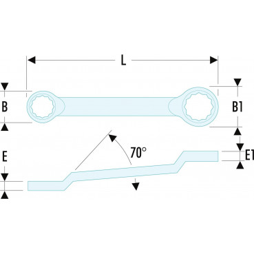 Clé polygonale contrecoudée - 13 x 15mm - longueur 238mm Facom | 55A.13X15