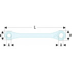 Image du produit : Clé polygonale à cliquet droite multi-ouvertures - 16 x 17 - 18 x 19mm - longueur 230mm Facom | 64C.S2