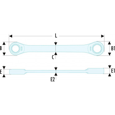 Clé polygonale à cliquet inclinées à 15° - 10 x 11mm - longueur 150mm Facom | 65.10X11