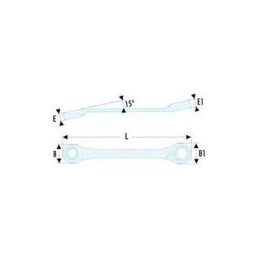 Clé polygonale à cliquet inclinées à 15° Spline - 7/32"x9/32" - longueur 115mm Facom | 65.7X9SPL