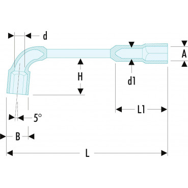 Clé à pipe 13mm (Facom) débouchée forgée 12 pans x 6 pans - 13mm - longueur 152mm | 76.13