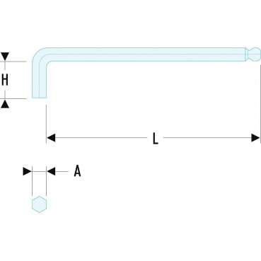 Clé mâle, allen, BTR - longue - à tête sphérique - 8mm - longueur 150mm Facom | 83SH.8