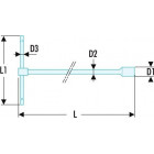 Image du produit : Clé à douille en "T" avec poignée coulissante - 12mm - longueur 260mm Facom | 98B.12