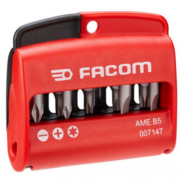 Jeu de 9 embouts de vissage "High Perf" + porte-embouts - 0.6 x 4.5 - 1 x 5.5mm - 1 - 2 - Torx (T10 - T15 - T20 - T25 - T30) Facom | AME.B5