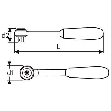 Cliquet tête ronde 1/4" - longueur 140mm "Expert by Facom" | E030601