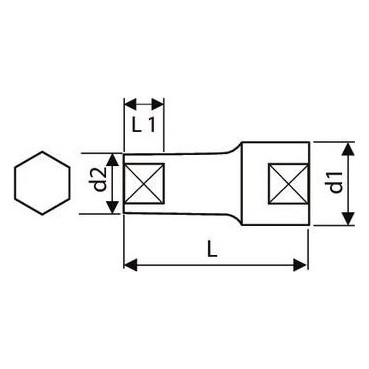 douille longue 3/8" - 6 pans - 21mm - longueur 63.5mm "Expert by Facom" | E031501