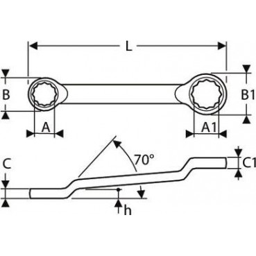 Clé polygonale contrecoudée - 24mm - longueur 330mm "Expert by Facom" | E111503