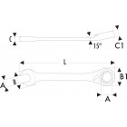 Image du produit : Clé plate mixte 11mm à cliquet - longueur 167mm "Expert by Facom" | E113300