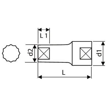 douille longue 1/2" - 12 pans - 13mm - longueur 79mm "Expert by Facom" | E117279