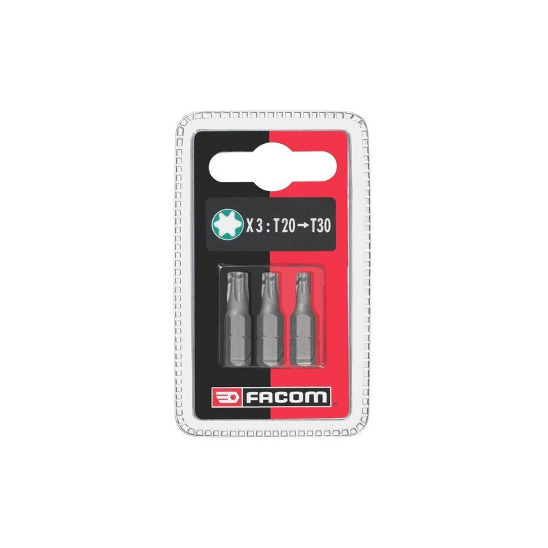 Jeu de 3 embouts de vissage standard série 1 Torx T20-25-30 Facom | EX12.J3