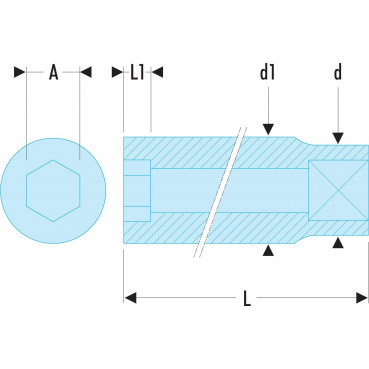 Douille 1/4" - longue 6 pans - 0.5mm - longueur 50.5mm Facom | R.13LA