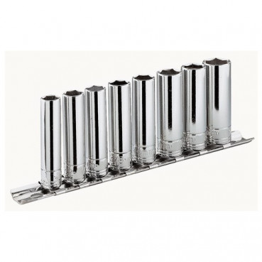 Jeu 8 douilles Facom 1/4" longue 6 pans sur rack - R.LA 10 - 11 - 12 - 13 - 14mm - 6mm | RL.41E