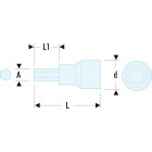 Image du produit : Douille 1/4" - 6 pans isolée 1000 Volts série VSE - 5mm - longueur 37mm - outillage électricien Facom | RT.5AVSE