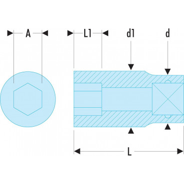 Douille 1/2" - 6 pans - 11mm - longueur 36mm Facom | S.11H