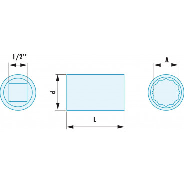 Douille 1/2" - 12 pans ADF - 14mm - longueur 40mm outillage Facom antidéflagrant, antimagnétique | S.14SR