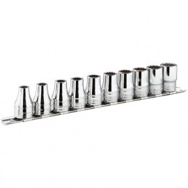 Jeu 7 douilles Facom 1/2" 12 pans en pouce sur rack - S - 3/8" - 7/16" - 1/2" - 9/16" - 19/32" - 5/8"mm - 12mm | S.40U