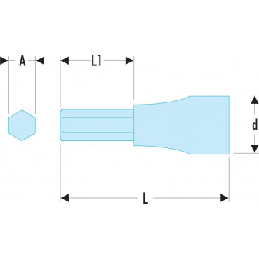 Douille Tournevis Facom 1/2" pour vis 6 pans creux - 19mm - longueur 60mm | STM.19