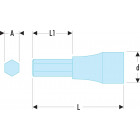 Image du produit : Douille Tournevis Facom 1/2" pour vis 6 pans creux - 4mm - longueur 60mm | STM.4