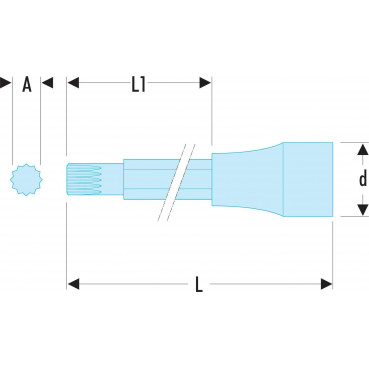 Douille Tournevis Facom 1/2" embout long et extra-long à denture multiple XZN - couleur noir(e) - M6mm - longueur 100mm | SV.6LB