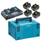 Image du produit : Pack Énergie Makita 18 Volts - sans fil Lithium (Li-Ion) (4 batteries + 1 chargeur Makita double) avec coffret MAK-PAC - charge moyenne 45min - 4 x 5 Ah | 197626-8