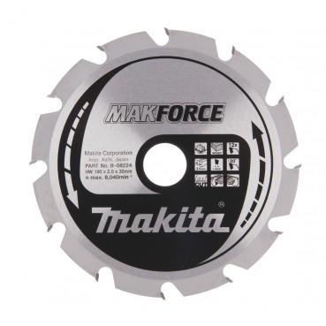 Lame de scie circulaire, Makforce T.C.T, 190 x 30mm 12 dents - diamètre 190mm - coupe-saignée 2mm Makita | B-08224