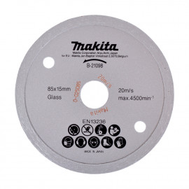 Disque diamant à jante continue, carrelage et verre, à eau pour scie diamant - diamètre 85mm - alésage 15mm - épaisseur 1,8mm - Hauteur segment 5mm Makita | B-21098