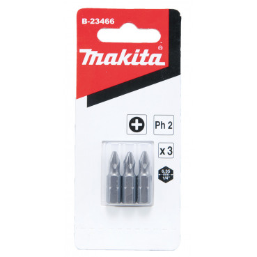 Embout de vissage 25mm PHILLIPS - PH2 - 1/4" - 3 pièce(s) Makita | B-23466