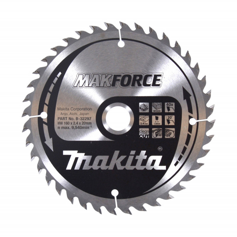 Lame de scie circulaire, Makforce T.C.T, 160 x 20mm 40 dents - diamètre 160mm - coupe-saignée 2,4mm Makita | B-32297