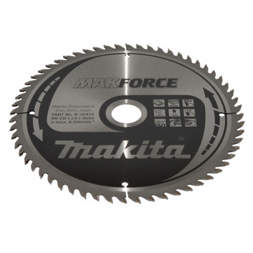 Lame de scie circulaire, Makforce T.C.T, 235 x 30mm 60 dents - diamètre 235mm - coupe-saignée 2,8mm Makita | B-32415