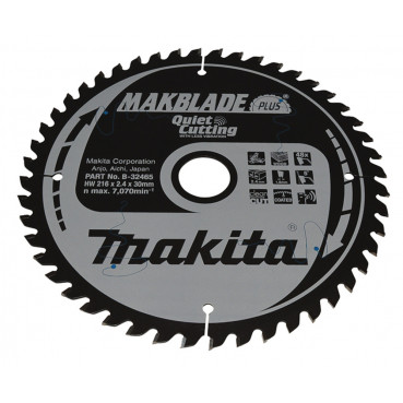 Lame de scie circulaire, Makblade + T.C.T, 216 x 30mm 48 dents - diamètre 216mm - coupe-saignée 2,4mm Makita | B-32465