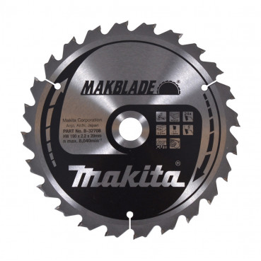 Lame de scie circulaire, Makblade T.C.T, 190 x 20mm 24 dents - diamètre 190mm - coupe-saignée 2,2mm Makita | B-32708