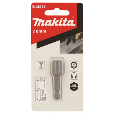 Douille de vissage magnétique pour visseuse Hexa 1/4" - 8mm - longueur totale 50mm - 1 pièce(s) Makita | B-38716